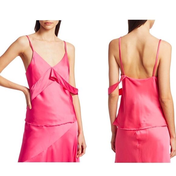 Helmut LANG Sash Slip Satin Silk Cami Top Neon Pink BNWT - Picture 1 of 8